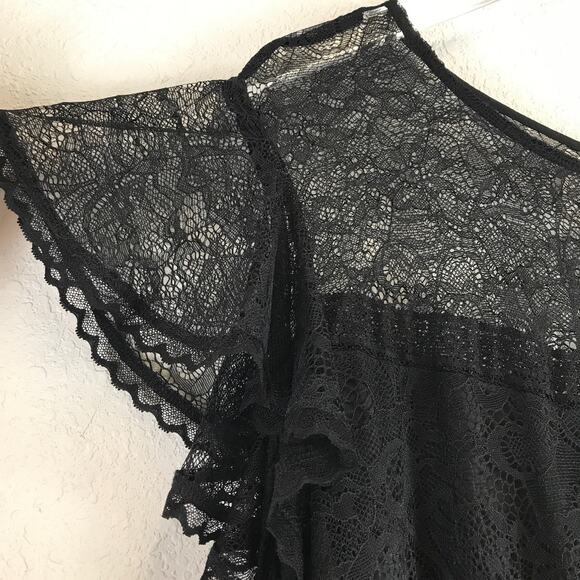 Torrid Peplum Lace Ruffle Sleeve Top Black Boho Romantic Gothic Plus Size 6X - Picture 5 of 12